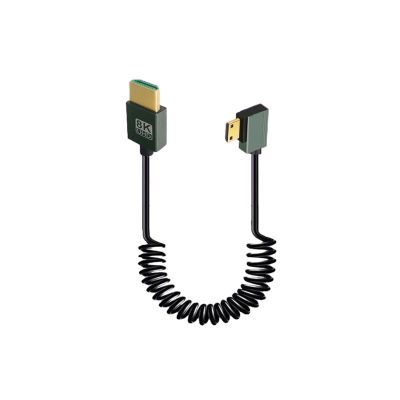 Portable Lightweight 8K UHD Cable M/i/ni -HD M;ic/ro -HD Stretch Spring Curl Flexible HD2.1 Cord Compatible with The PC Tablet Camera Monitor HDTV(HD to MiniHD Left)