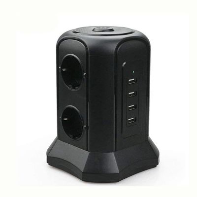 AFPSDLFJDLS Smart Tower Power Strip Surge Protector Vertical Multiple Electrical Sockets 6 Way EU Outlet Distribution 2m Extension Cord