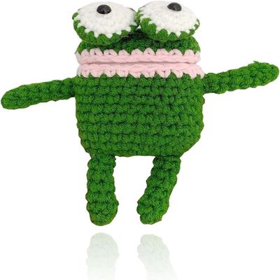 QoKcoahn Cute Cartoon Plush Case for AirPods 2nd 1st Generation Case,3D Kawaii Fluffy Knitted Green Frog Soft Silicone Cover with Keychain Cool Funny Boys Girls Women for AirPods 1&2