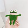 QoKcoahn Cute Cartoon Plush Case for AirPods 2nd 1st Generation Case,3D Kawaii Fluffy Knitted Green Frog Soft Silicone Cover with Keychain Cool Funny Boys Girls Women for AirPods 1&2 view 4