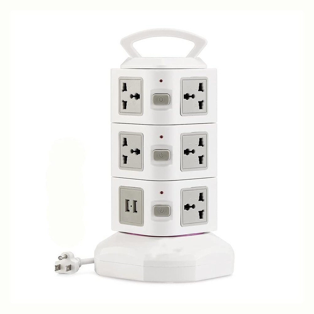 AFPSDLFJDLS Tower Power Strip Surge Protector Vertical Multi Sockets Way Universal Outlets Pluging Socket 2 300cm Extention Cord(UK pluging)