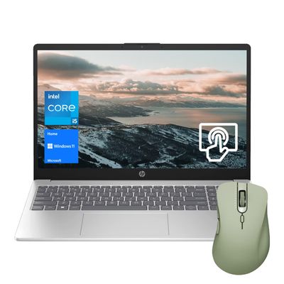 HP Pavilion 15.6 Touchscreen Laptop, 15.6" Touchscreen, Intel Core i5-1235U, 16GB RAM, 1TB SSD, Webcam, Type-C, Wi-Fi 6, Windows 11 Home, Silver, Bundle with Thunderobot ML101-green Mouse