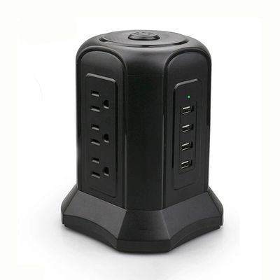AFPSDLFJDLS Tower Multiple Power Strip Vertical Surge Protector 9 AC US Pluging Sockets Outlets with 4 Pole Switch 2m Extension Cord