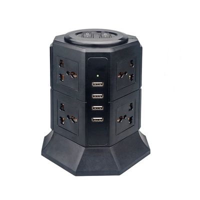 AFPSDLFJDLS Power Strip Vertical 8/12 EU/UK/US/Electric Pluging Universal Outlet Sockets Charger Surge Protector 6.6ft/2m Extension Cord(EU Plug,2 Layers)