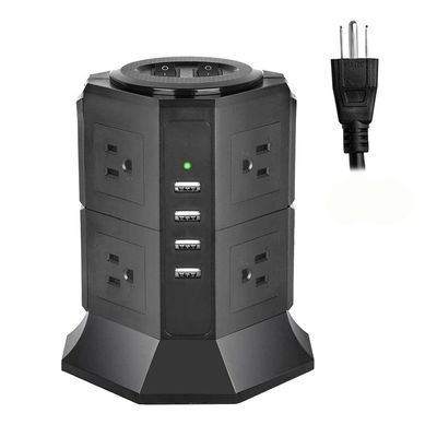 AFPSDLFJDLS Vertical Power Strip Tower Surge Protector 8/12 Way US Electric Pluging Outlets Chargier 6.5ft Extension Cord for Home Office(2 Layers)