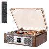 CARONSORT Retro Cd Player Can Rip to USB,Nostalgic Bluetooth CD Player for Home,Built-in Speakers with LCD Screen,Supports Coaxial/3.5mm/FM Radio with Remote Control-Wired Walnut Brown view 1