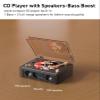 CARONSORT Retro Cd Player Can Rip to USB,Nostalgic Bluetooth CD Player for Home,Built-in Speakers with LCD Screen,Supports Coaxial/3.5mm/FM Radio with Remote Control-Wired Walnut Brown view 2