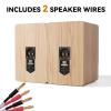 lii song Passive Bookshelf Speakers 3 Inch Full Range HiFi Stereo System- 4 30W Home Audio with 2 Speaker Wires, Needs Amplifier or Receiver to OperatePair, Wood Color view 4