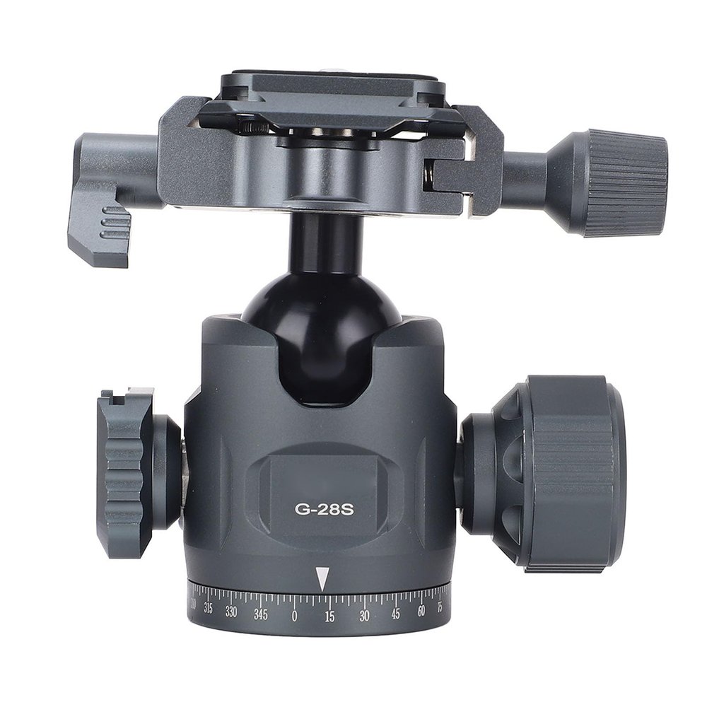 Low Profile Ball Head, Professional Heavy Duty Tripod Head with 360 Rotation in Aluminum Alloy and Dual Panoramic Cushioning, Horizontal Fit