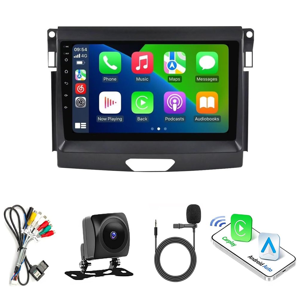 Car Radio Stereo for Ford Ranger 2015-2020, Android 13, 9" IPS Touch Screen Upgrade Dash Kit with Car-Play & Android Auto, GPS Navigation DSP SWC 5G WiFi Camera(4Core 2+32GB,A)