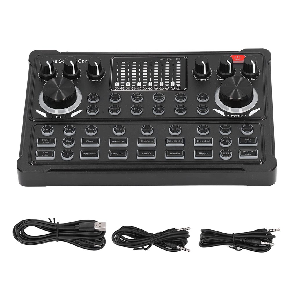 Live Streaming Sound Card, Live Sound Card Multi Function Sound Board Channel Voice Changer for Live Streaming, Voice, External Sound Cards