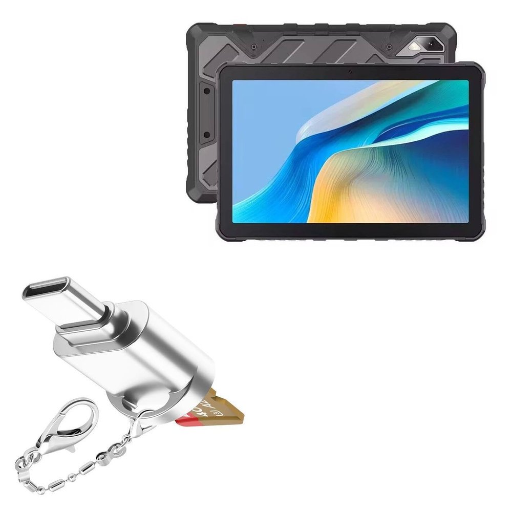 BoxWave Adapter Compatible with Cubot Tab Kingkong 2 - Micro SD Card miniReader, USB Type-C OTG Reader USB3.0 Adapter Keychain - Metallic Silver