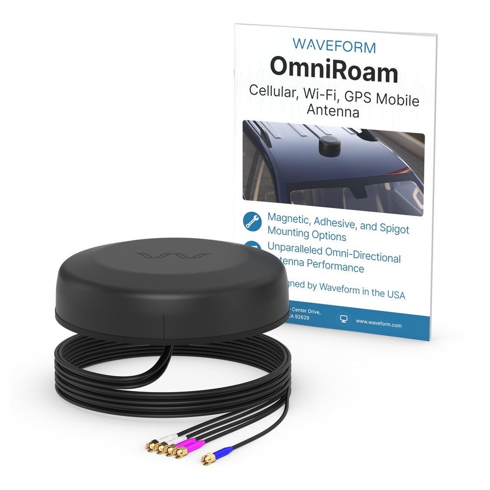 Waveform OmniRoam 5-in-1 Low-Profile Mobile Antenna  High-Performance, Rugged Fleet Antenna for Peplink, Cradlepoint, Cisco (2x2 Cellular, 2x2 Wi-Fi, GPS)