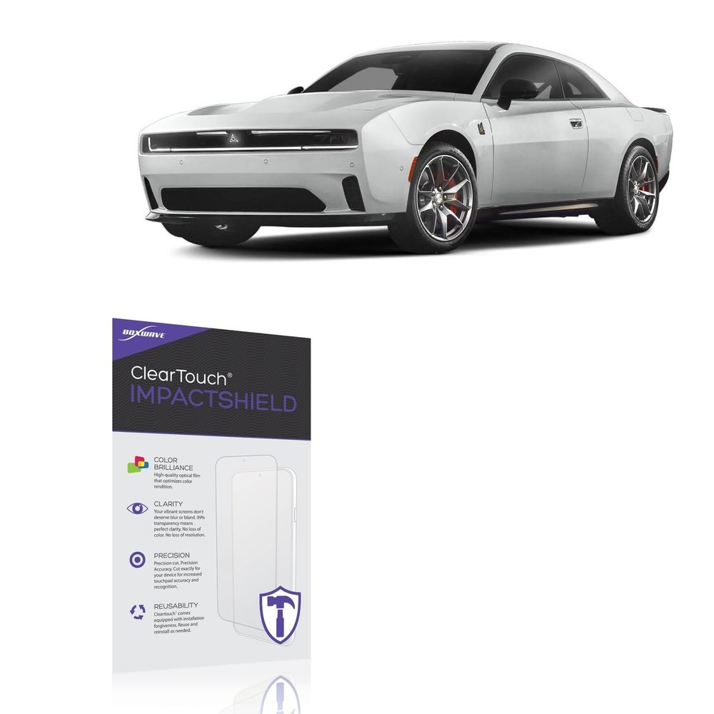 BoxWave Screen Protector Compatible with Dodge 2024 Charger Daytona EV Infotainment System (12.3 in) - ClearTouch ImpactShield (2-Pack), Impenetrable Screen Protector Flexible Film