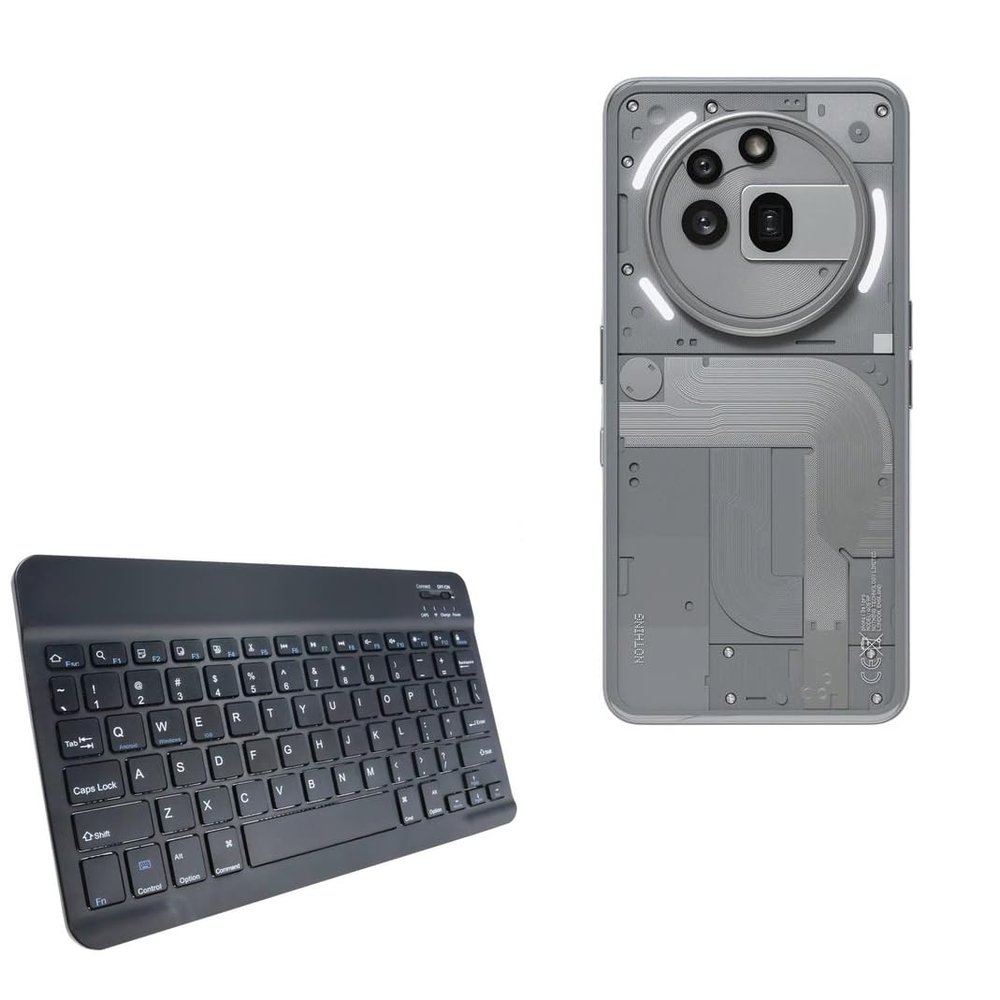 BoxWave Keyboard Compatible with Nothing Phone (3a) Pro - SlimKeys Bluetooth Keyboard, Portable Thin with Chiclet-Style Keys - Jet Black