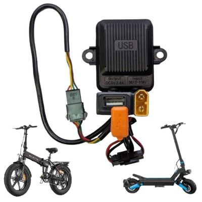 XT60 USB Charging Port Adapter for E-Bike and Scooter, 12-108V Input, 2.4A Output, Compatible with GPS Tracker, Phone, Action Camera