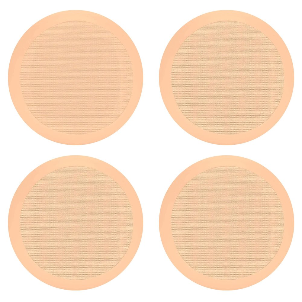 Pyle 2 Pair Speakers, 200W 6.5" Flush Mount in Wall/in Ceiling Speakers with Spring-Loaded Terminals, PDIC Series, Tan