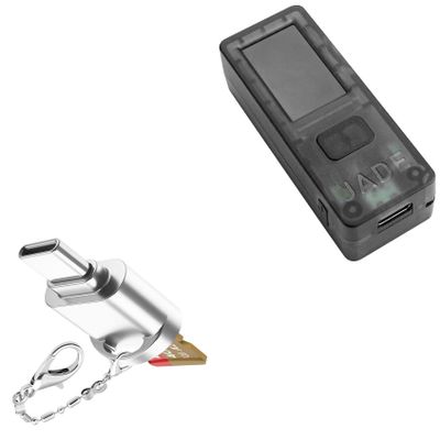 BoxWave Adapter Compatible with Blockstream Jade - Micro SD Card miniReader, USB Type-C OTG Reader USB3.0 Adapter Keychain - Metallic Silver