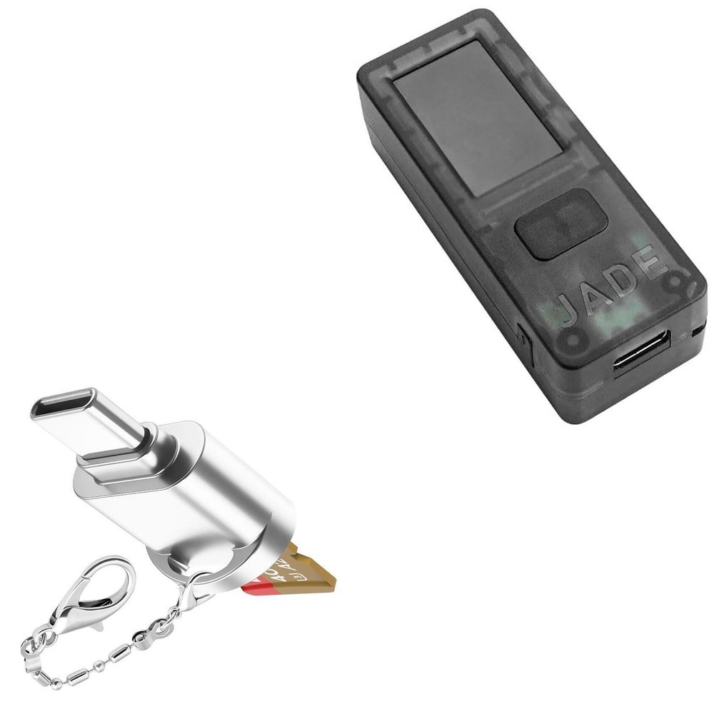 BoxWave Adapter Compatible with Blockstream Jade - Micro SD Card miniReader, USB Type-C OTG Reader USB3.0 Adapter Keychain - Metallic Silver