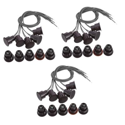MUCKLILY 15pcs Nc Magnetic Reed Alarm Sensors for Door and Window Security Embedded Design Easy Installation Black for Home Safety