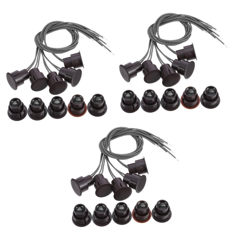 MUCKLILY 15pcs Nc Magnetic Reed Alarm Sensors for Door and Window Security Embedded Design Easy Installation Black for Home Safety