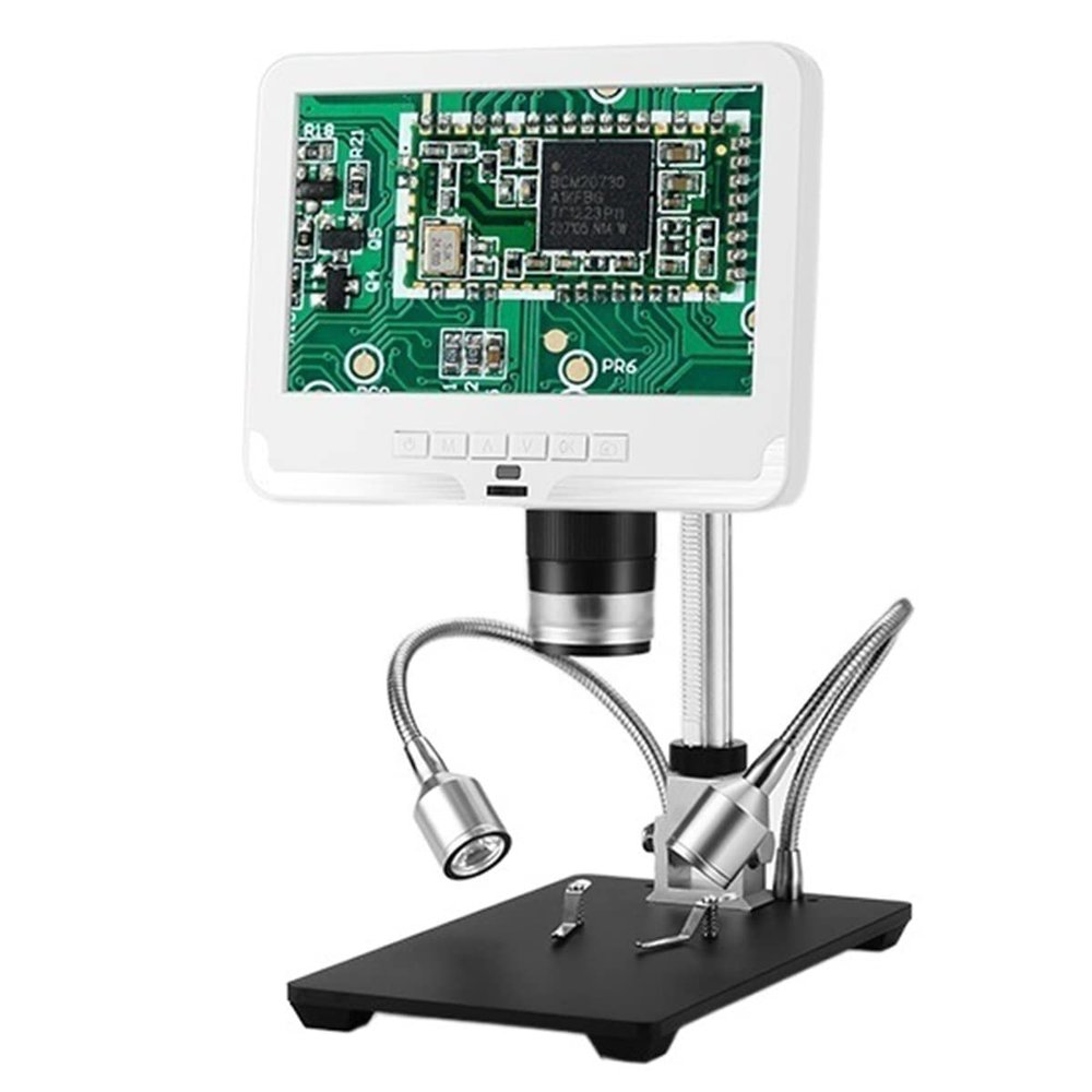 Microscope Kit 7 Inch LCD Digital Microscope Soldering Electronic 500X 1000X Video Microscope Microscope Lens Adapters(AD206 White)