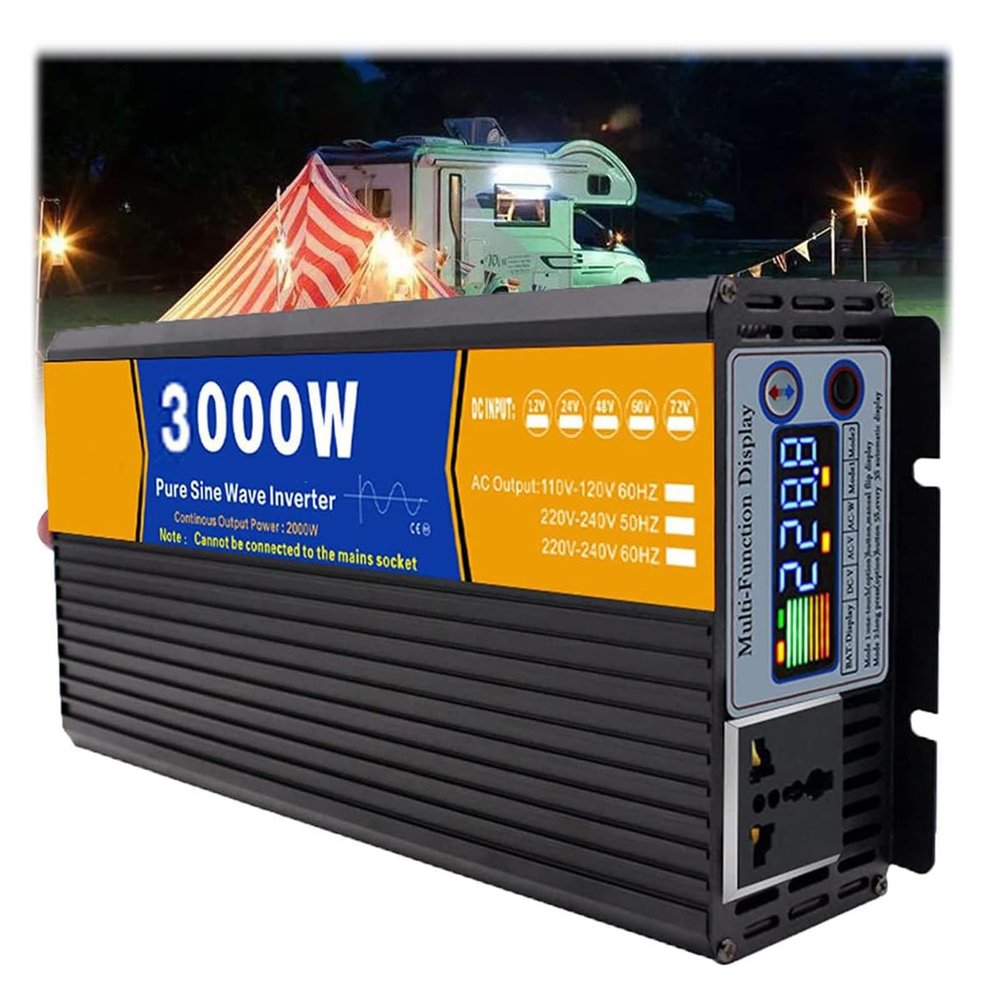 HYZHANHONG Pure Sine Wave Power Inverter 3000W 12V 24V 48V 60V 72V DC to 110V 220V AC Converter Low Frequency Inverter with LED Display for Car/RV Home Solar System,12V to 110V