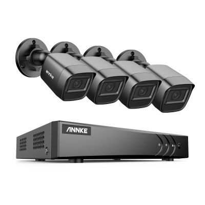ANNKE 1080P Security Camera System, 16CH 3K Lite DVR Recorder with AI Human/Vehicle Detection, 4X 2MP Bullet Wired Add-on Black Cameras with 66ft Night Vision, 3.6mm Lens, IP67, NO HDD Included