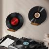 12 Pcs Wood Vinyl Record Shelf Wall Mount, Small Wall Mounted Record Holder Display Shelf, Compact Vinyl Record Shelf Practical Record Wall Mount Shelf for LP CD Book Art Storage view 2