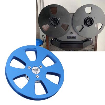 1/4 5In Empty Tape Reel - Aluminum Alloy Recording Takeup Reel with 6 Hole, Replacement Opening Machine Part for Reel to Reel Tape Players (Blue)