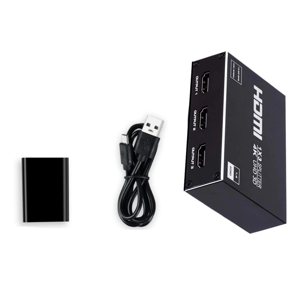 DC 5V 1A HDMI Splitter with 1 HDMI Input & 3 HDMI Output Support 3D Video Format & 4K High Resolution for HDTV Monitor