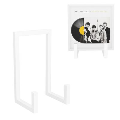 YFEEN 2 Set Vinyl Records Storage Holder, LP Stand CD Display Frame,Metal Album Storage for Vinyl Records (White)