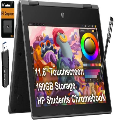 HP Chromebook Pro X360 Fortis 11 2-in-1 Laptop (11.6" Touchscreen, Intel Processor, 4GB RAM, 160GB Storage (32GB+128GB)), Rugged & Spill-Resistant, Convertible, Students & Education, Webcam, Chrome OS