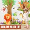 Safari Animals Tree Wall Decals Forest Giraffe Bear Fox Lion Jungle Wall Stickers Baby Nursery Kids Bedroom Living Room Wall Decor view 4
