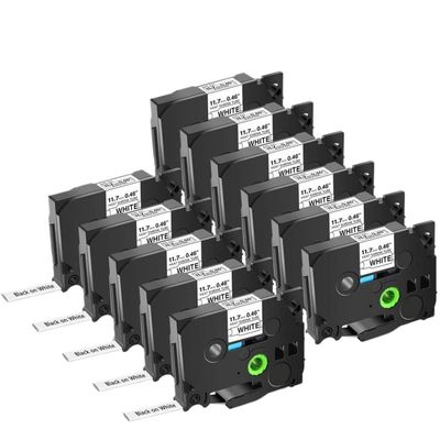 11 Pack Heat Shrink Tube Label Tape Compatible with Printers HSe-231 HSe221 HS-641 211 11.7mm PT-D400 E300(Black on White)