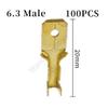 100-piece 2.8mm, 4.8mm, 6.3mm Spring Female Spade Cold Crimping Terminal Connector car Speaker Wire Connector Set.(6.3 Male,Golden) view 2
