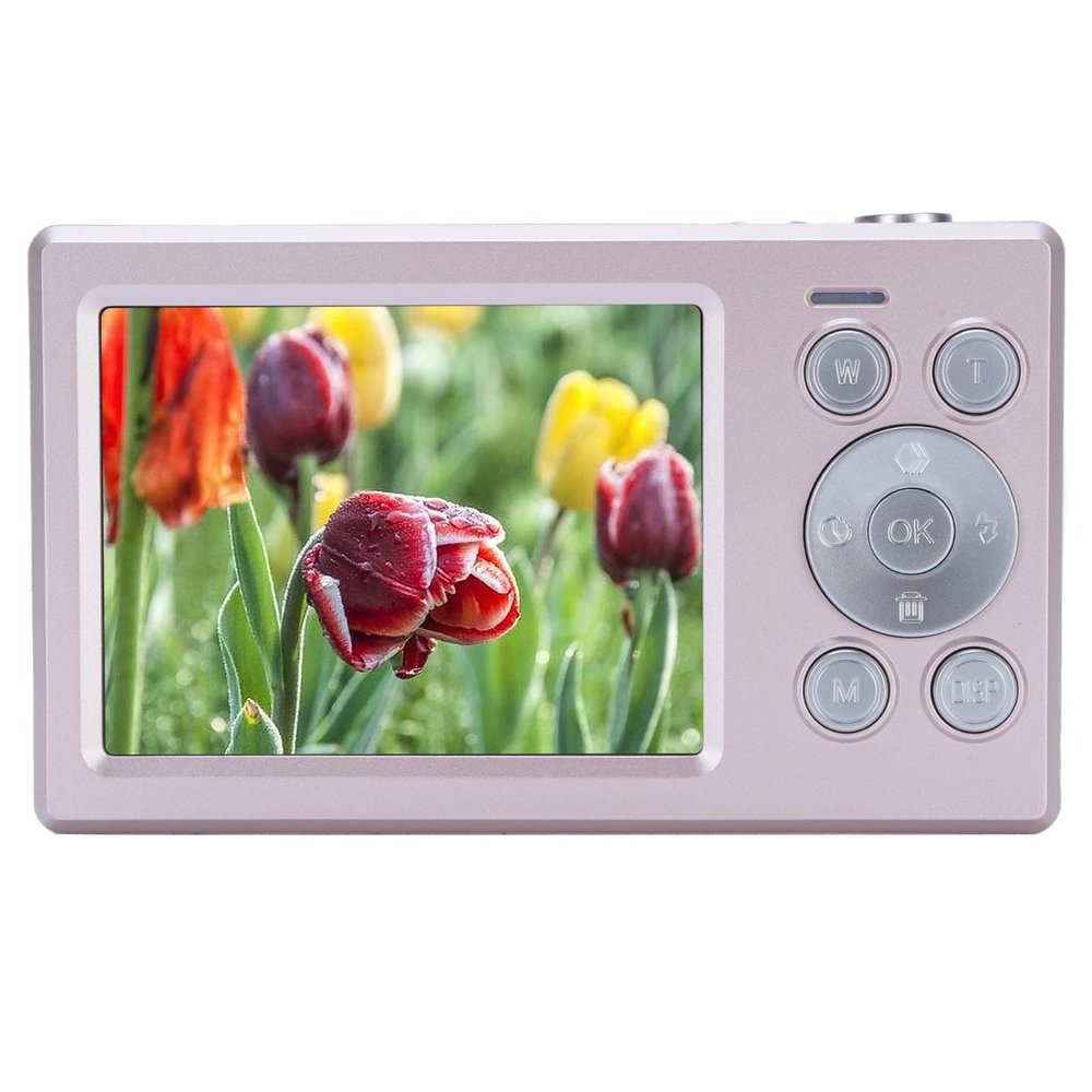 Digital Camera 1080P FHD 48MP with 2.8 Screen,16X Digital Zoom, Autofocus Compact Portable Vlogging Camera Anti Shake Camera for Kids Teen Students Beginner (Light Red)