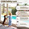 STERGDE Sliding Door Lock 4 Pack, Prevent children from opening sliding doors, sliding door baby proof, Easy To Install, For Sliding Glass Doors, Sliding Windows, Sliding Closets, EtcGrey view 4