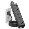 6Ft Surge Protector Power Strip - Flat Extension Cord, Addtam 12 Widely 3 Sides Outlet Extender, Wall Mount, Desktop Charging Station for Home Office College Dorm Room Essentials, Black view 1