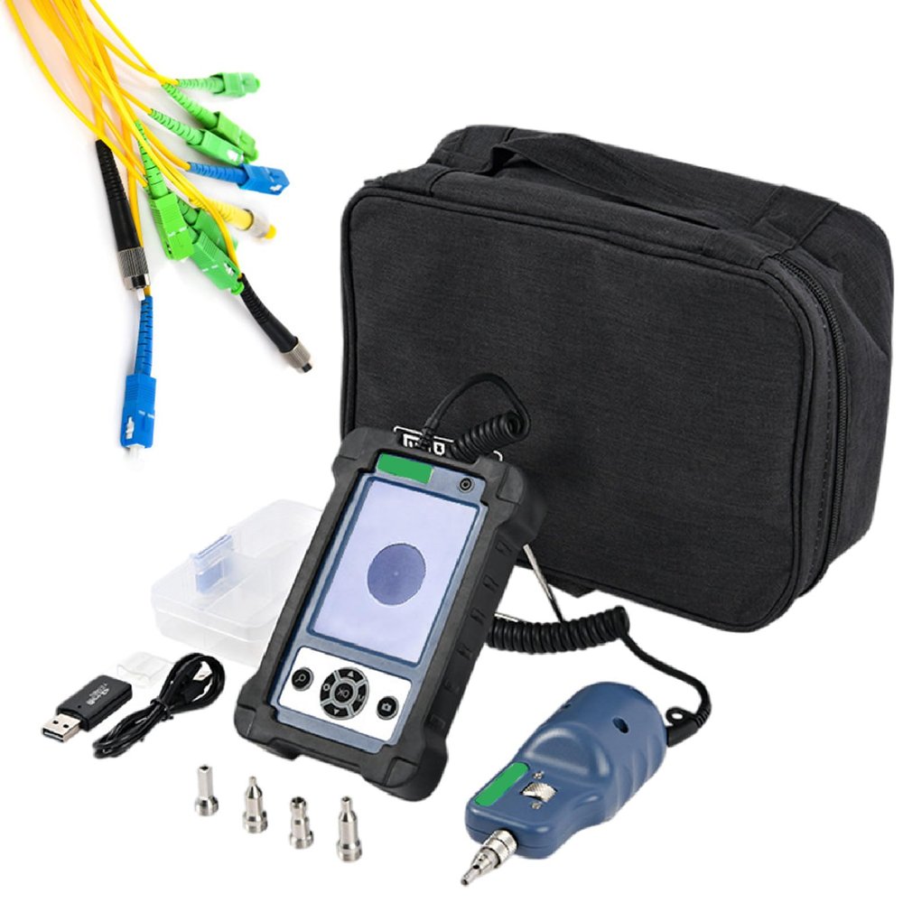 Portable Fiber Optic End Face Inspection Microscope, 400X Magnification, 3.5-Inch HD LCD Display, SC/FC/ST/LC Tips