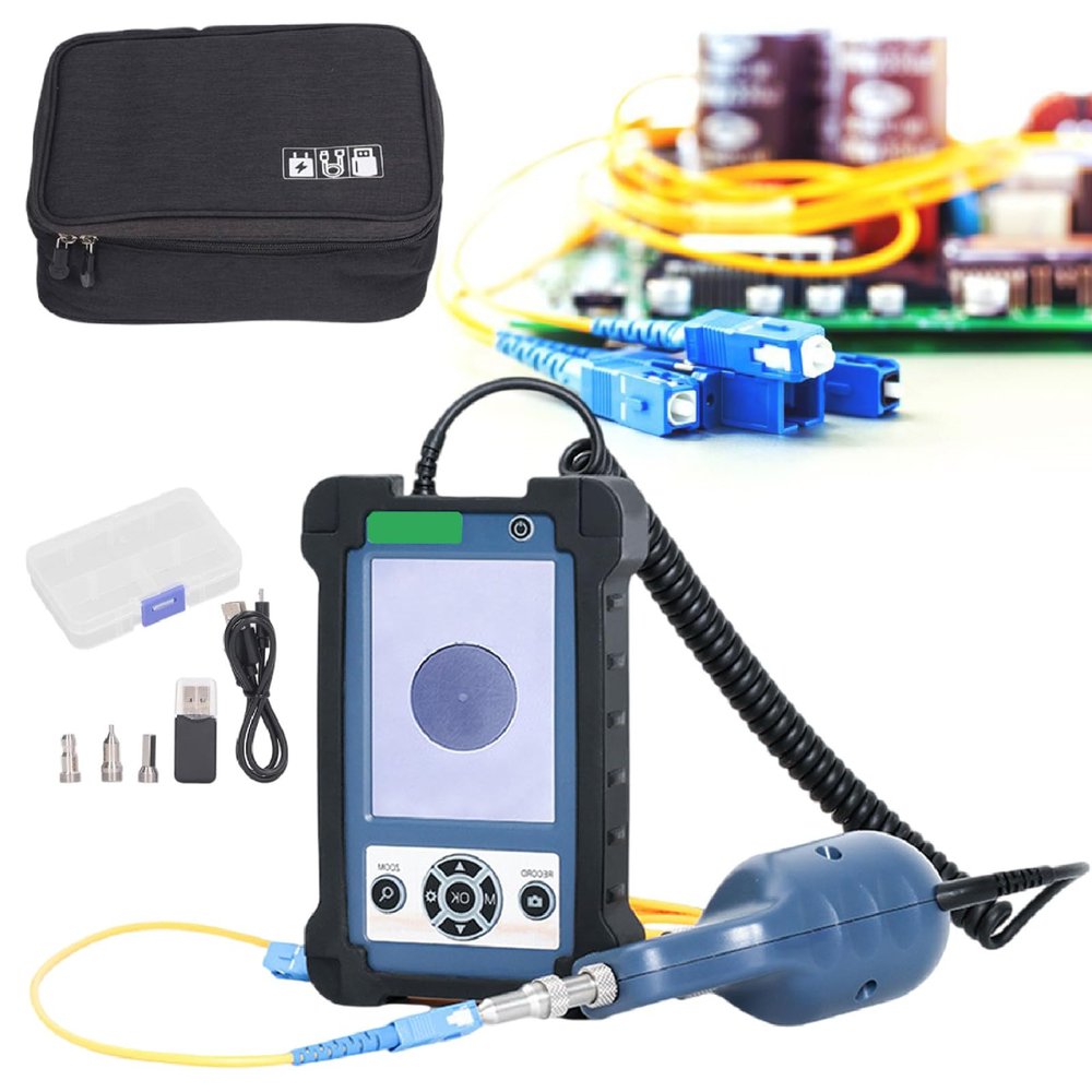 Portable Fiber Optic End Face Inspection Microscope, 400X Magnification, 3.5-Inch HD LCD Display, SC/FC/ST/LC Tips