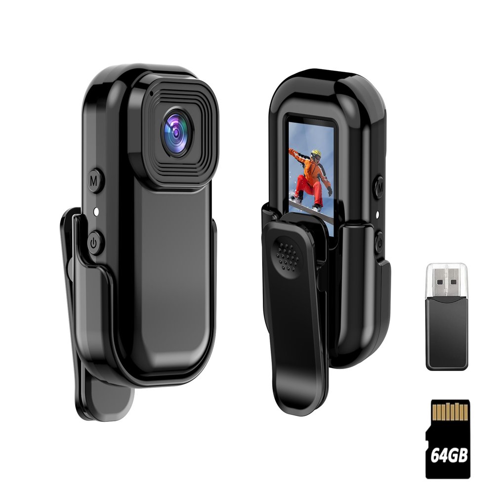 FHD 1080P Body Camera with Audio and Video Recording, Thumb Action Camera, Wearable Camera with Magnetic & 360 Clip,150 Minutes Hands Free Recording Body Worn Cam for Travel, Cycling, Pet Walking