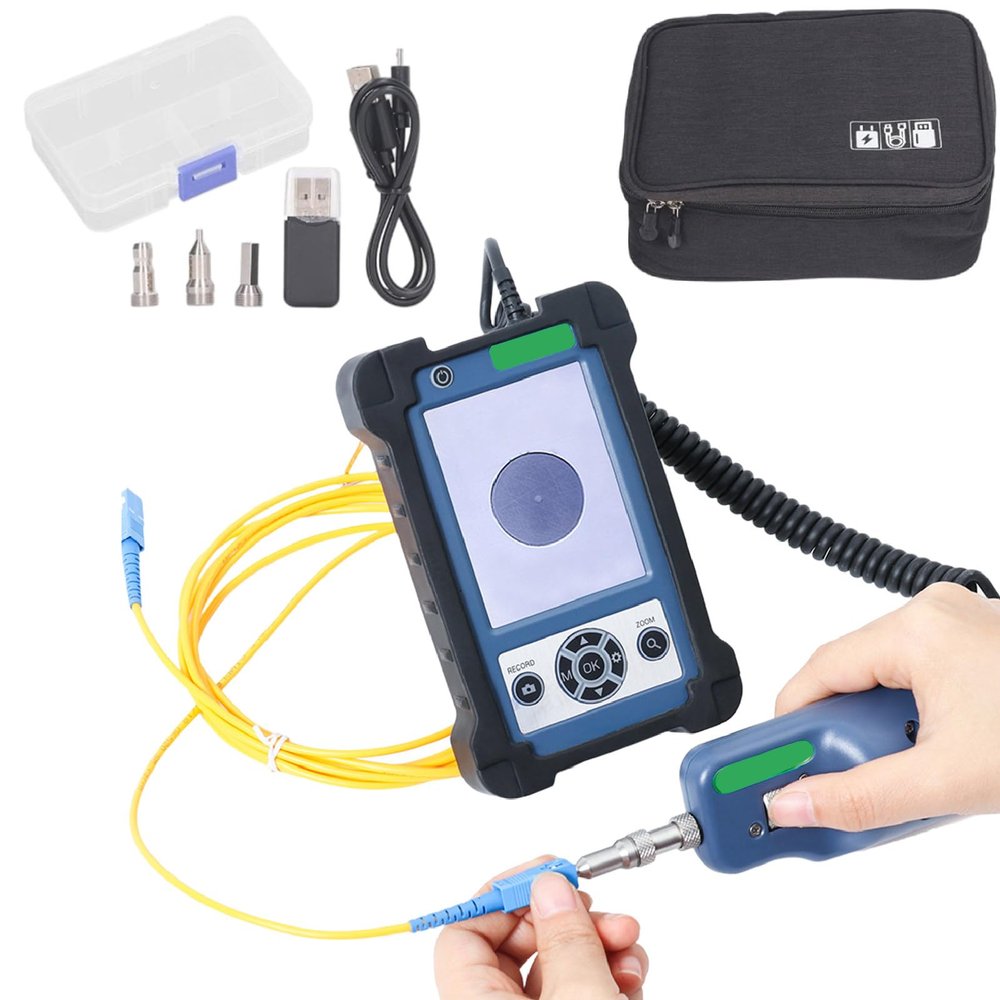 400X Fiber Microscope, Handheld High Precise Fiber Microscope 400X Magnification 3.5in LCD Display Optical Fiber End Face Inspection Probe