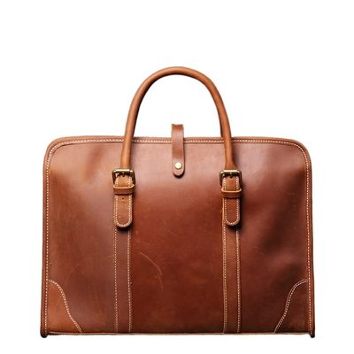 JSEIAJB Genuine Leather Handheld Men's Briefcase Shoulder File Bag Handmade Cross Computer Bag(D)