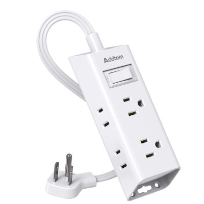 Cruise Ship Essentials, Flat Plug Power Strip, Addtam 1 ft Ultra Flat Extension Cord with 6 Outlets Extender, No Surge Protector for Cruise Ship, Travel, Dorm, Home Office, ETL Listed