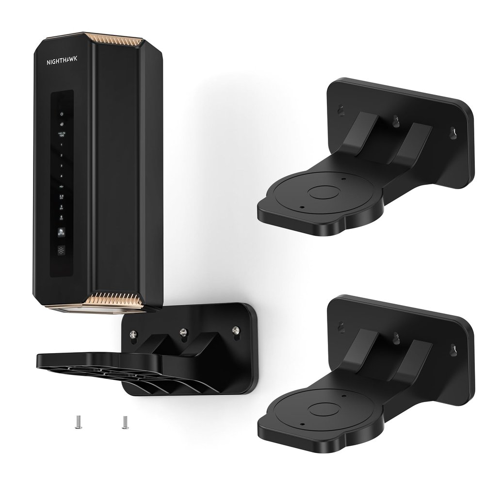 Nighthawk WiFi 7 Router Wall Mount Kit for Net Gear Nighthawk RS200, RS280S,RS300, RS500, RS600, RS700S and WiFi 7 Mesh Orbi 370,970,770,870, 360 Series -(Black, 2 Pack)