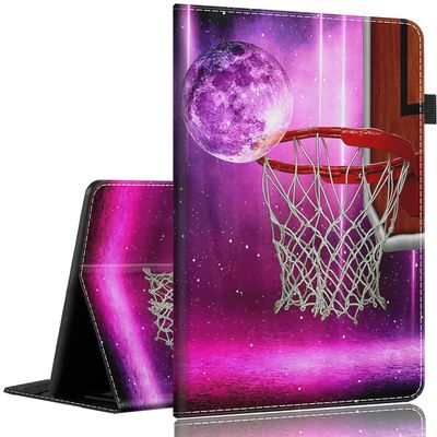Case for 6" Kindle Paperwhite 5th/6th/7th/10th Gen e-Reader (2012-2018 Release) - PU Leather Sleeve Cover with Auto Sleep/Wake for Kindle Paperwhite 4/3/2/1 6"Basketball Purple Starry Sky
