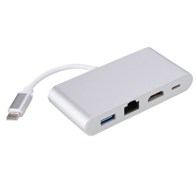 4 in 1 Multifunction Type C to USB3.0RJ45HDMIPD Converter with 4K Video Adapter Hub, Easy Setup No Drivers Needed, Ethernet Port for Stable Internet, Compact Design for Portabil