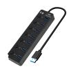 7-Port USB 3.0 Hub with Individual On/Off Switches and Lights, High-Speed Data USB Hub Splitter Portable Extension Adapter for Laptop, PC, MacBook, Mac Pro, Mac mini, iMac, Surface Pro and More view 1