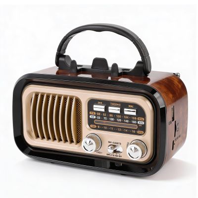 Zunate Retro AM FM Radio with Bluetooth 5.0, Solar Power, USB/TF Card Playback, Portable Rechargeable Speaker for Outdoor Camping, Emergency & Home Use (Black)